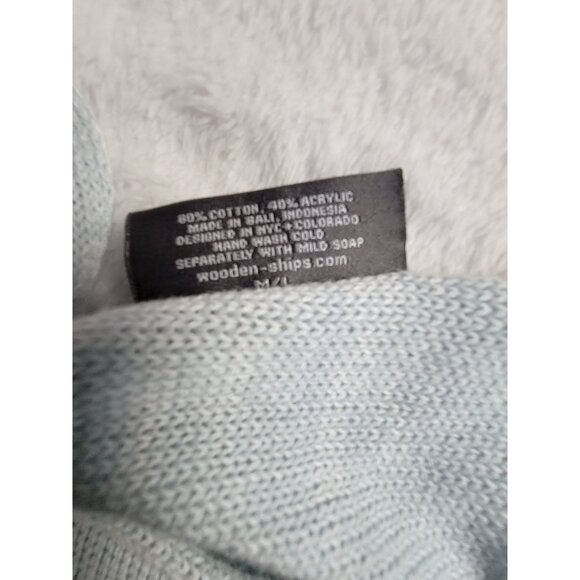 Wooden Ships Womens Light Blue Colorblock Boat Neck Knit Poncho Sweater M/L - Picture 5 of 9